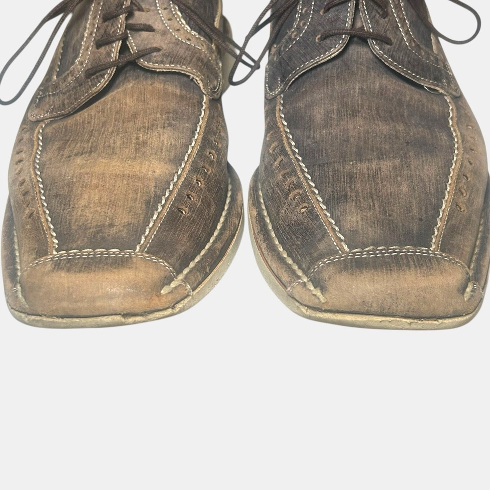 Mezlan MUZIO Distressed Leather Oxfords | Size 8 M | Hand-Finished Spain - Picture 5 of 11